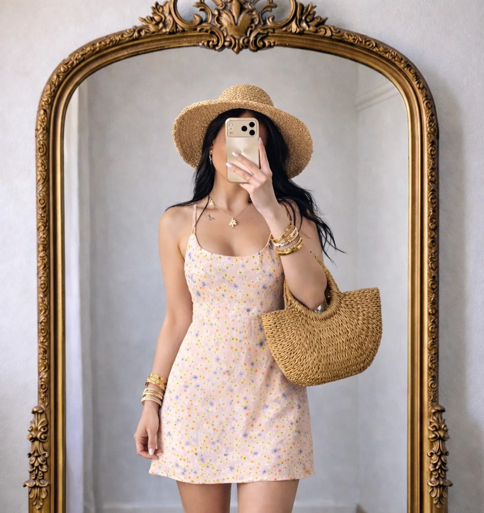 Robe abricot en motif de fleurs taille s de cotton on comme neuve